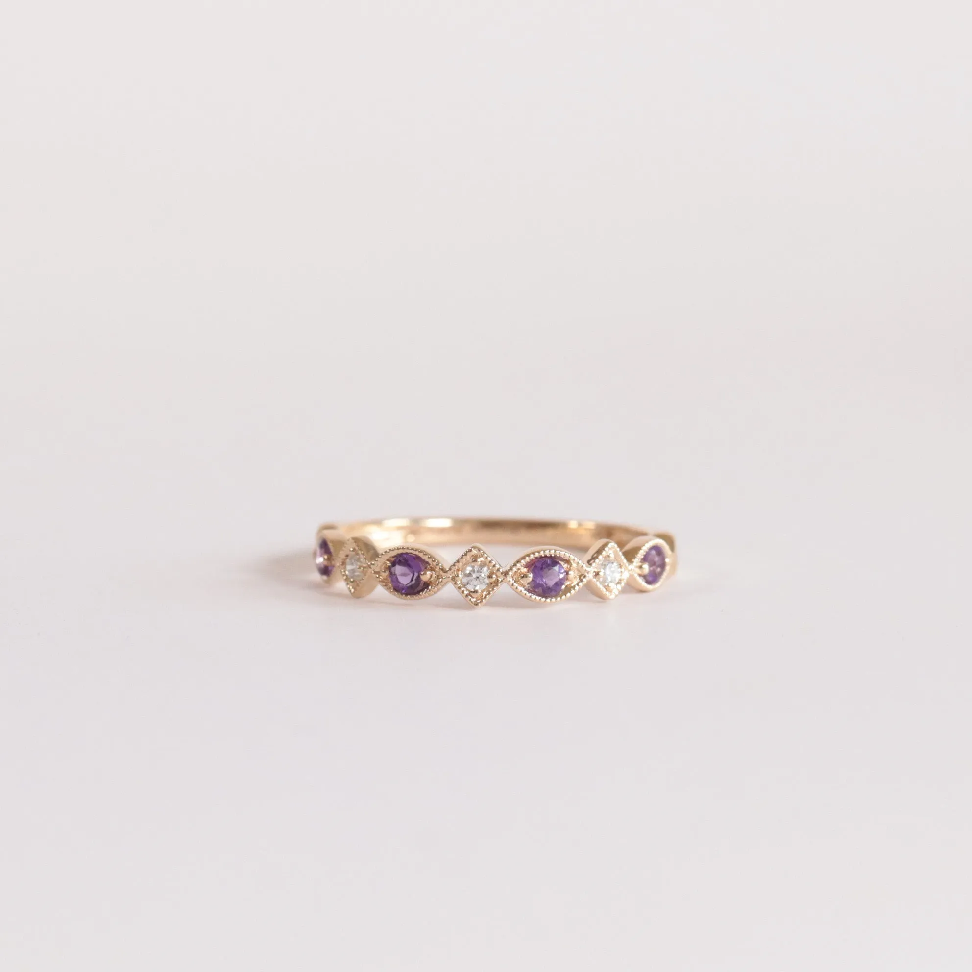 Amethyst   Diamond Stackable Band - Multiple Options