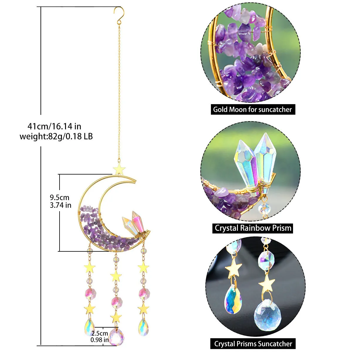 Amethyst Powder Crystal Sun Catcher Pendant