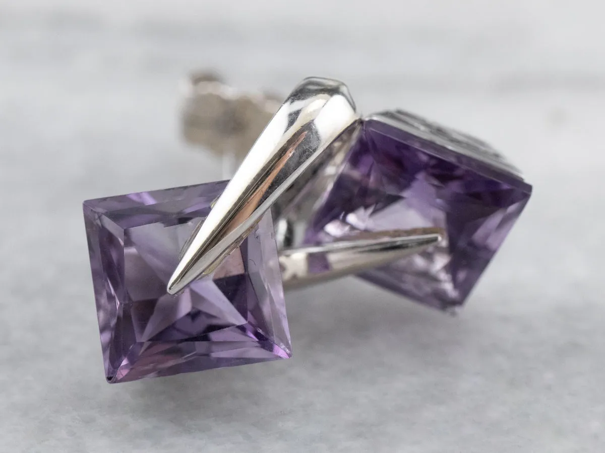 Amethyst White Gold Stud Earrings