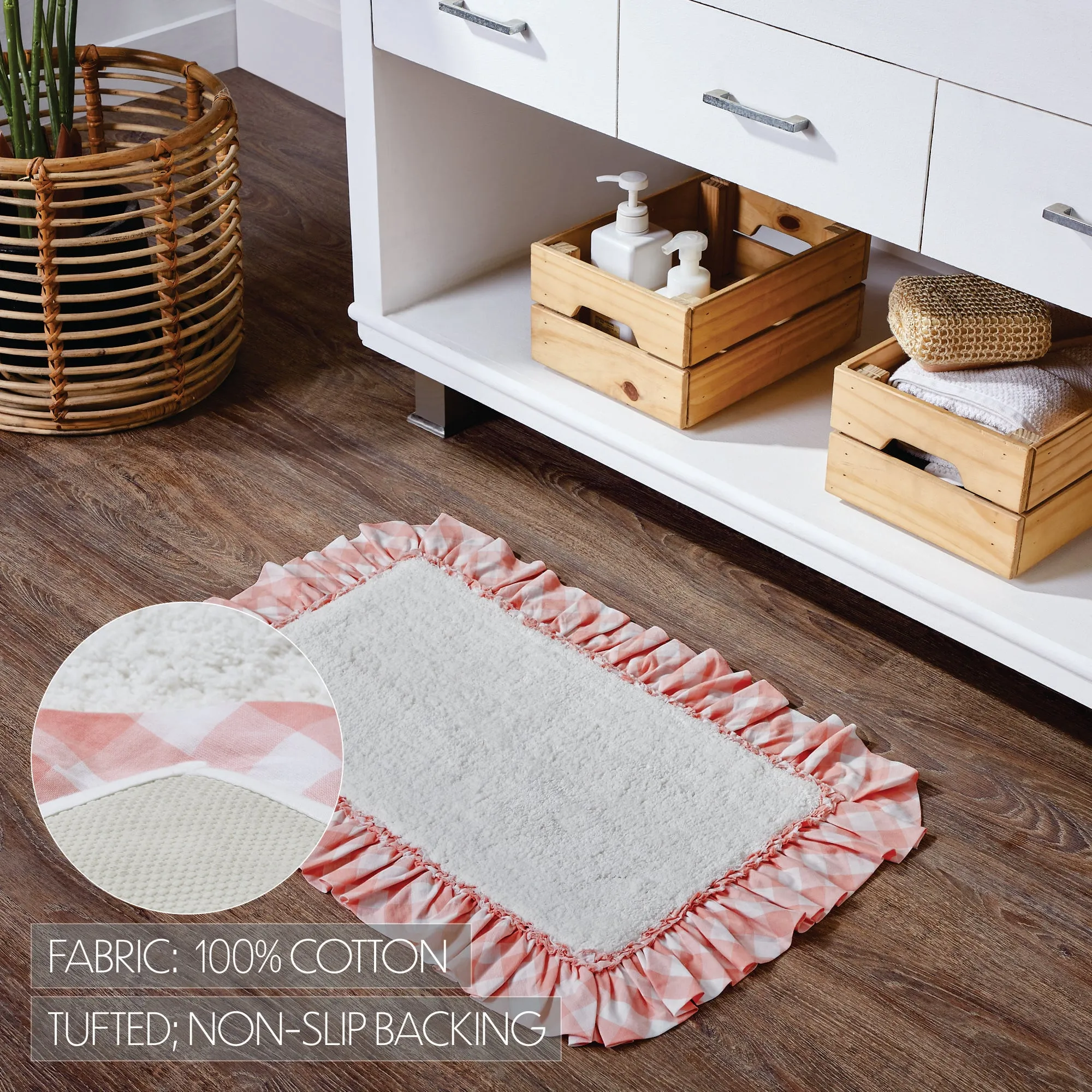 Annie Buffalo Coral Check Bathmat 20x30