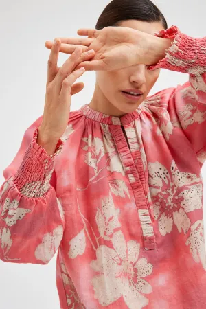 Annsofie shirt 52644 | Coral W. Beige Flower Print | Skjorte fra Gustav