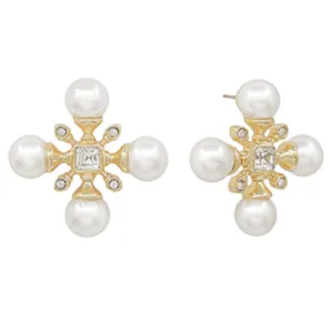 Antique Pearl Cross Earrings