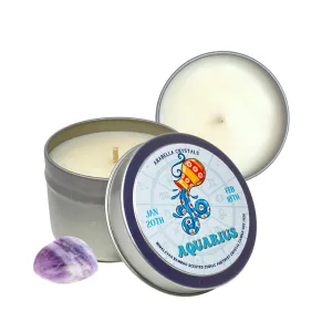 Aquarius Zodiac Tin Candle