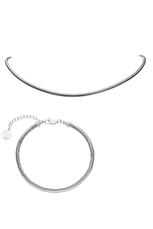 Avenue Snake Chain Set Silver