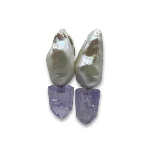 BAROQUE PEARL & AMETHYST EARRINGS