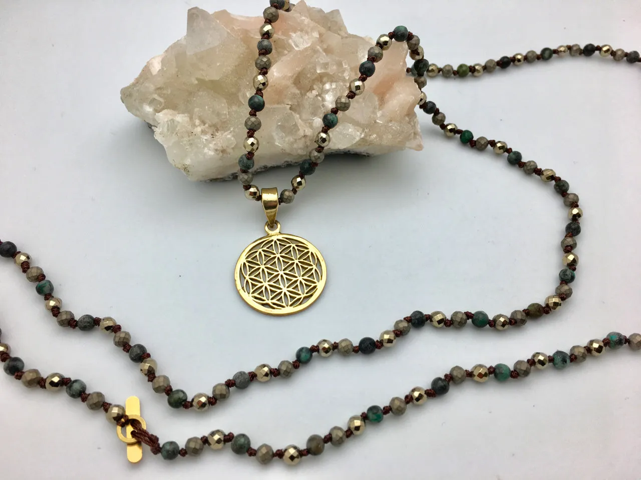 Bhakti Panda I am Perfect Mala Necklace with Gold Mandala Pendant