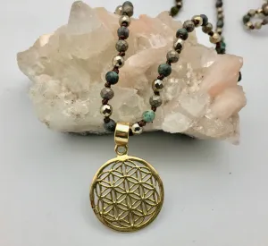 Bhakti Panda I am Perfect Mala Necklace with Gold Mandala Pendant