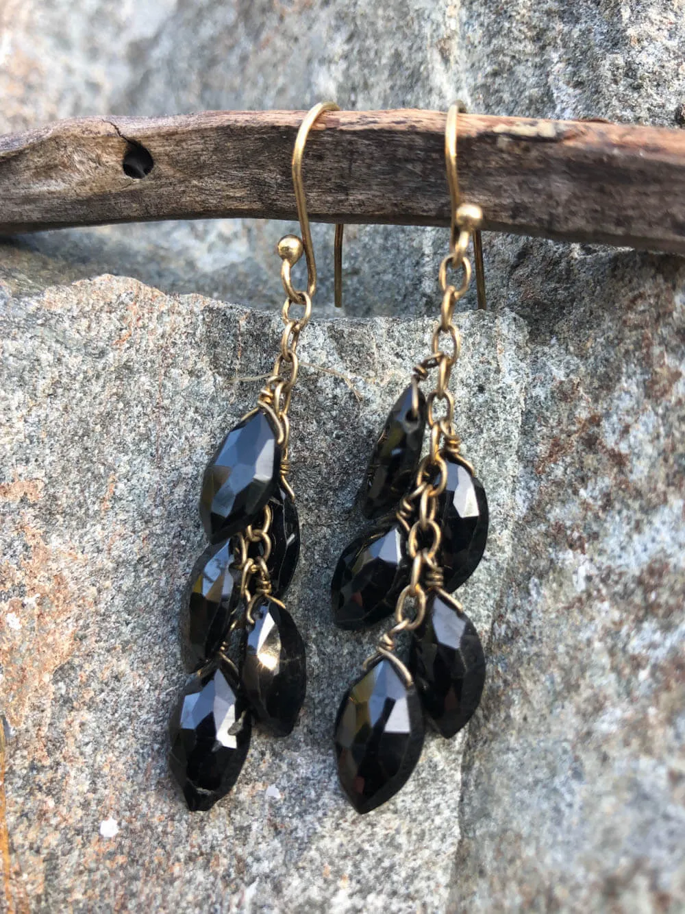 Black Spinel Waterfall Earring