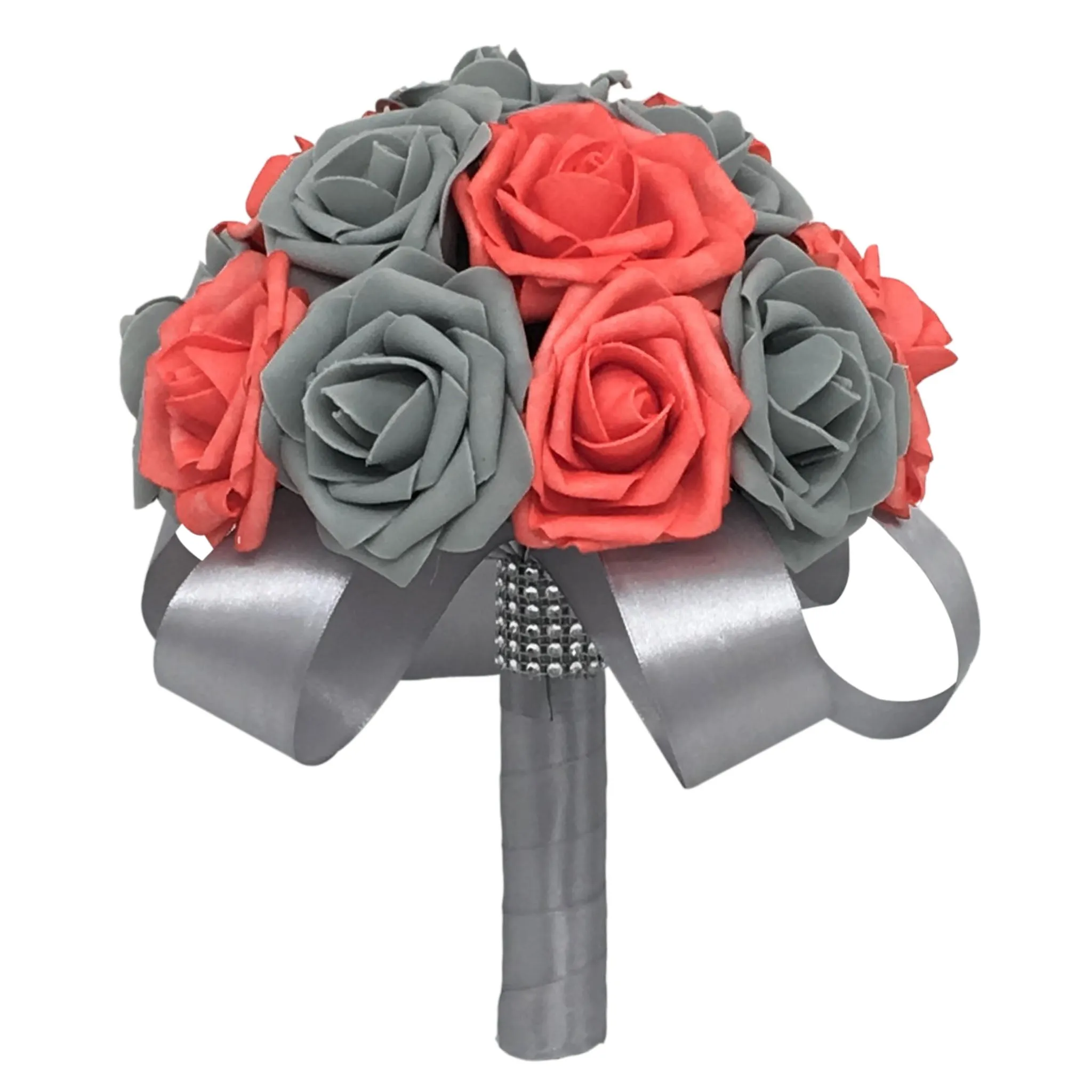 Bridal Wedding Bouquet Coral Gray Rose