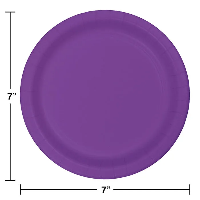 Bulk Amethyst Purple Paper 6.75 inch Dessert Plates (240 per Case)