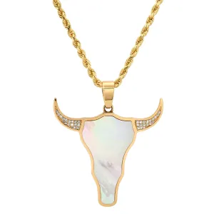 Bull Head Necklace with Pave Horns