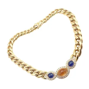 Bvlgari Bulgari 18k Yellow Gold Diamond Citrine Sapphire Link Necklace Paper