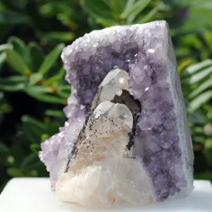 Calcite Crystal on gemstone amethyst crystal matrix