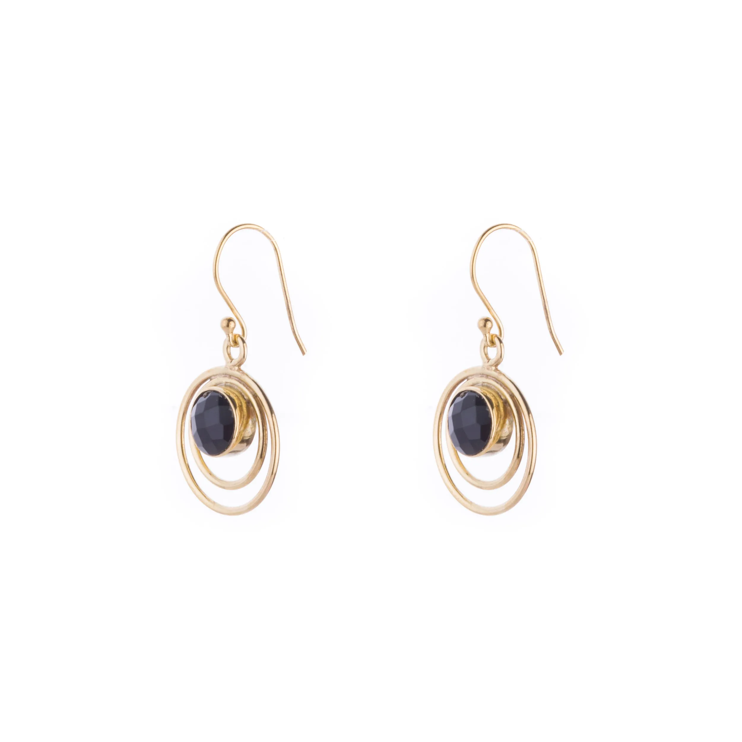 Camilla Earrings Black Onyx, Gold Vermeil