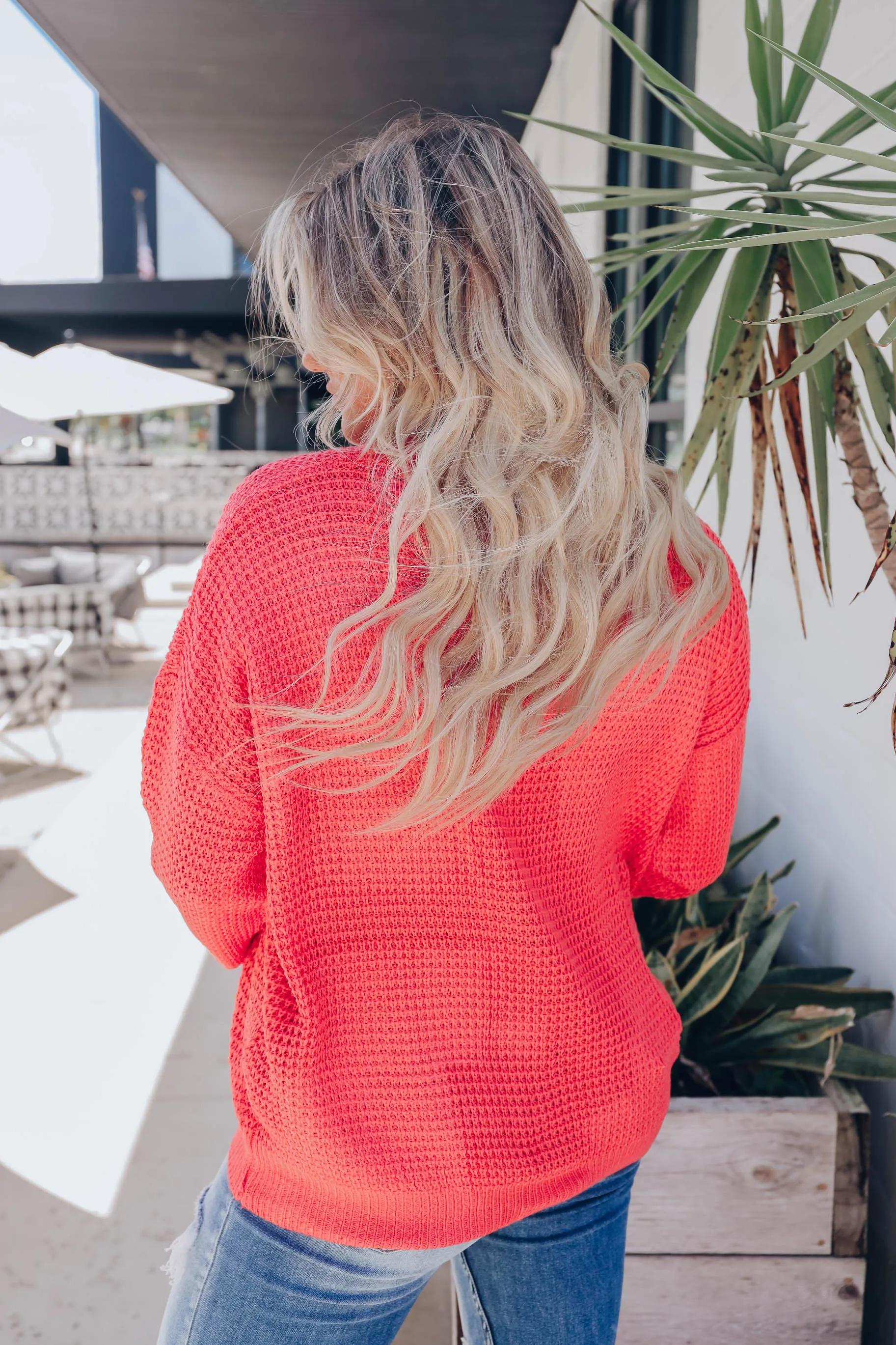 Carmella Knit Sweater - Coral