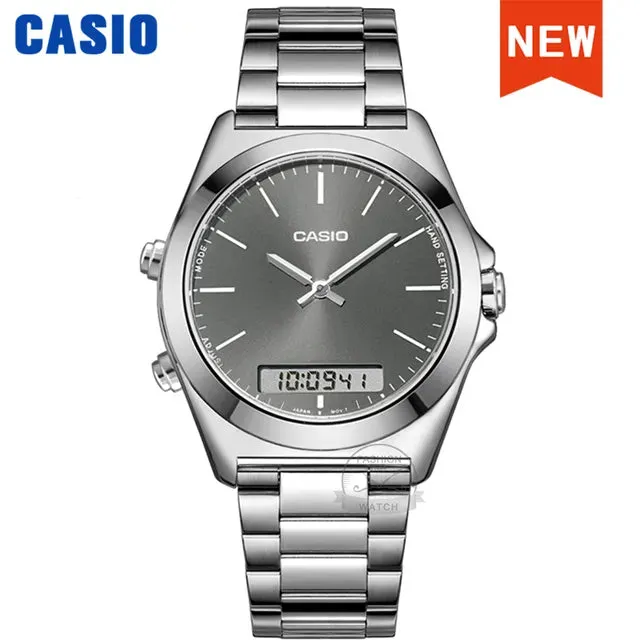 Casio AMW-880D-1A Men's Luxury Quartz Watch - Stainless Steel Band, 50m Waterproof, Chronograph, LED Display, Alarm.