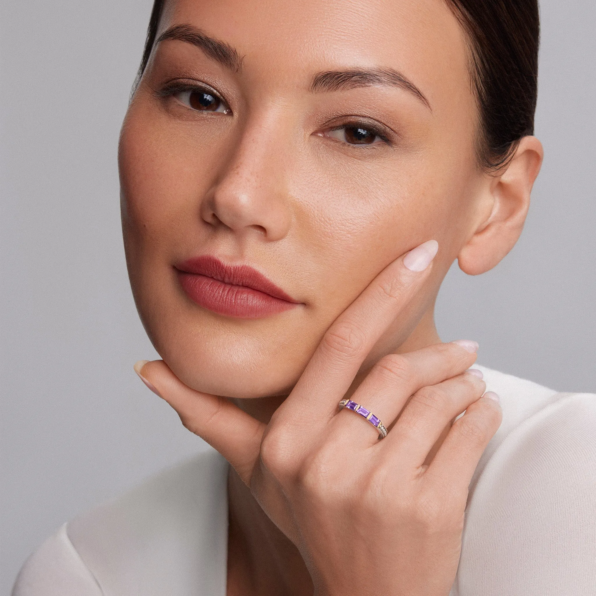 Caviar Color Amethyst Stacking Ring