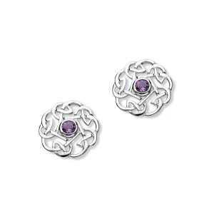 Celtic Silver Earrings CE17 Amethyst