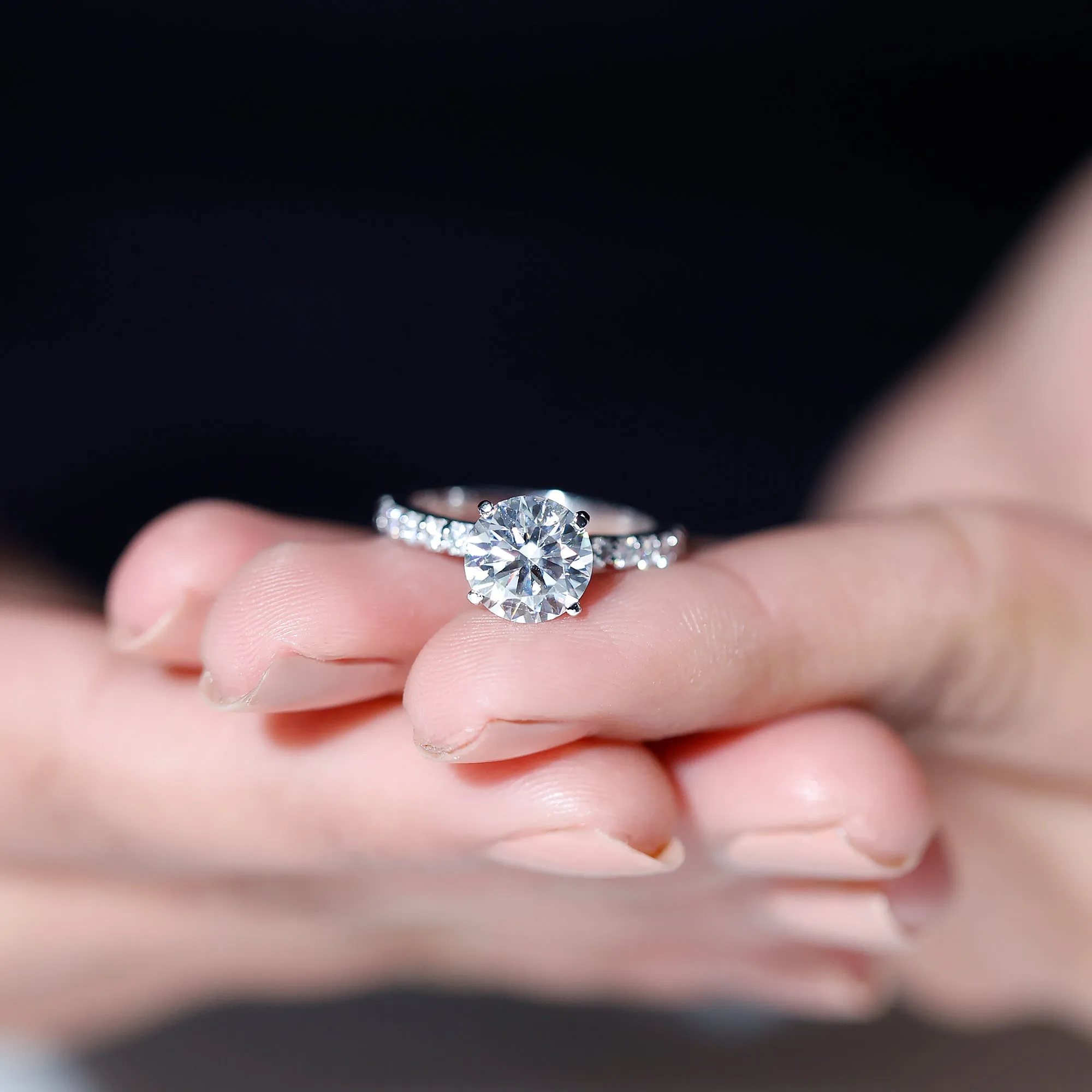 Certified Moissanite Solitaire Engagement Ring