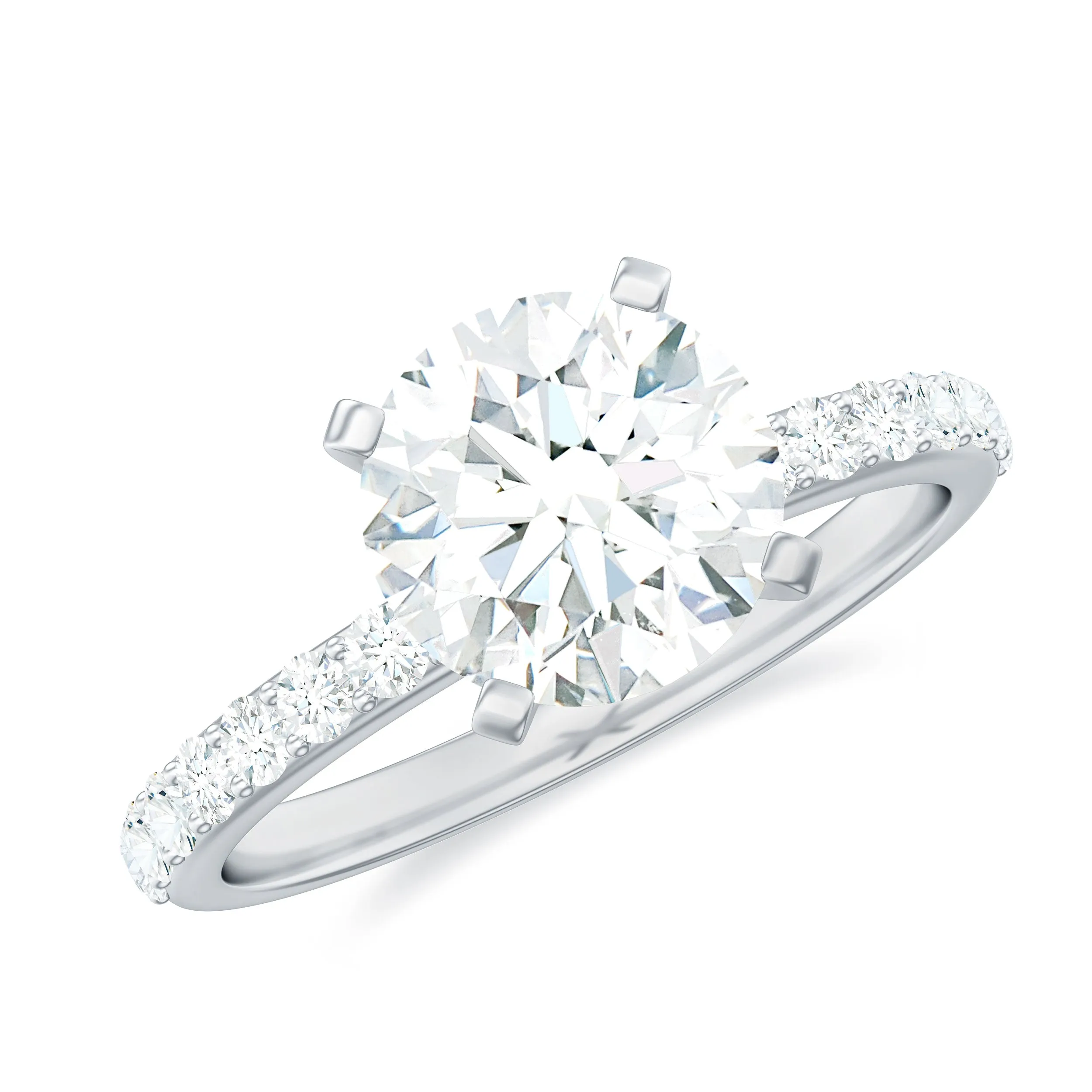 Certified Moissanite Solitaire Engagement Ring