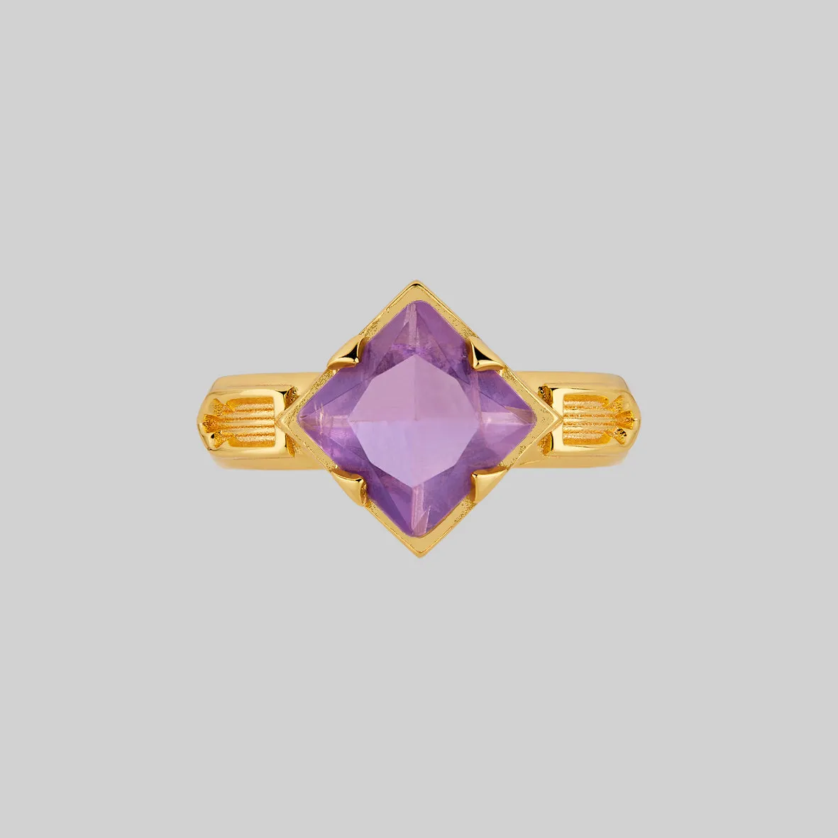 CHALICE. Violet Amethyst Gothic Ring - Gold