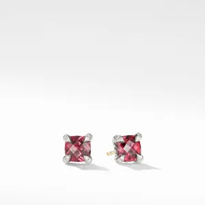 Chatelaine Stud Earrings with Rhodalite Garnet and Diamonds