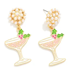 Christmas Cocktail Coupe Glass Earrings