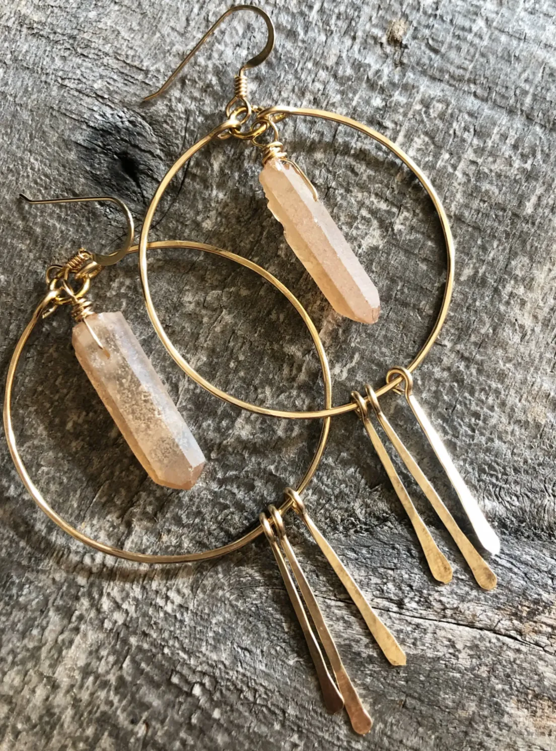 Circle Hoop Earrings With Desert Crystal