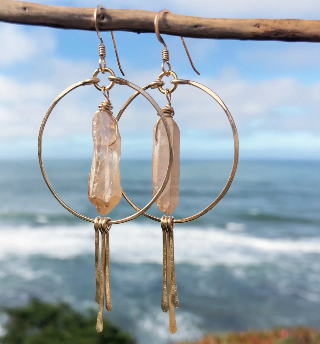 Circle Hoop Earrings With Desert Crystal