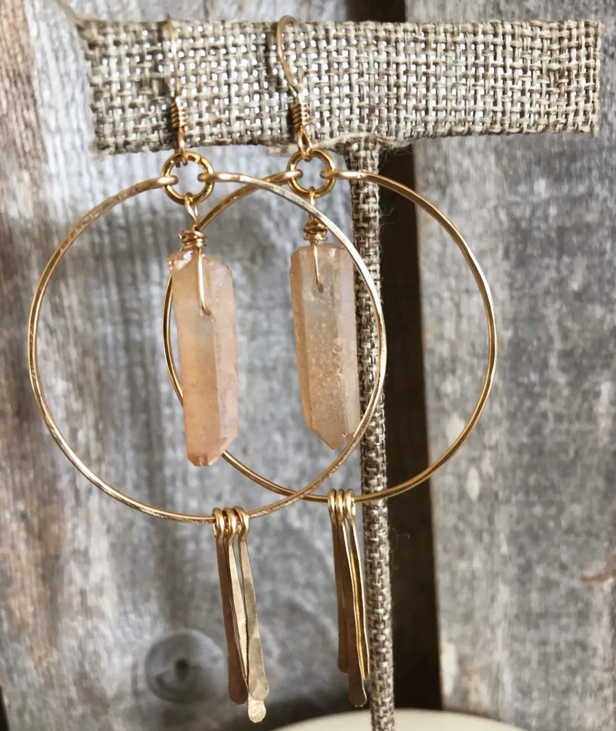 Circle Hoop Earrings With Desert Crystal