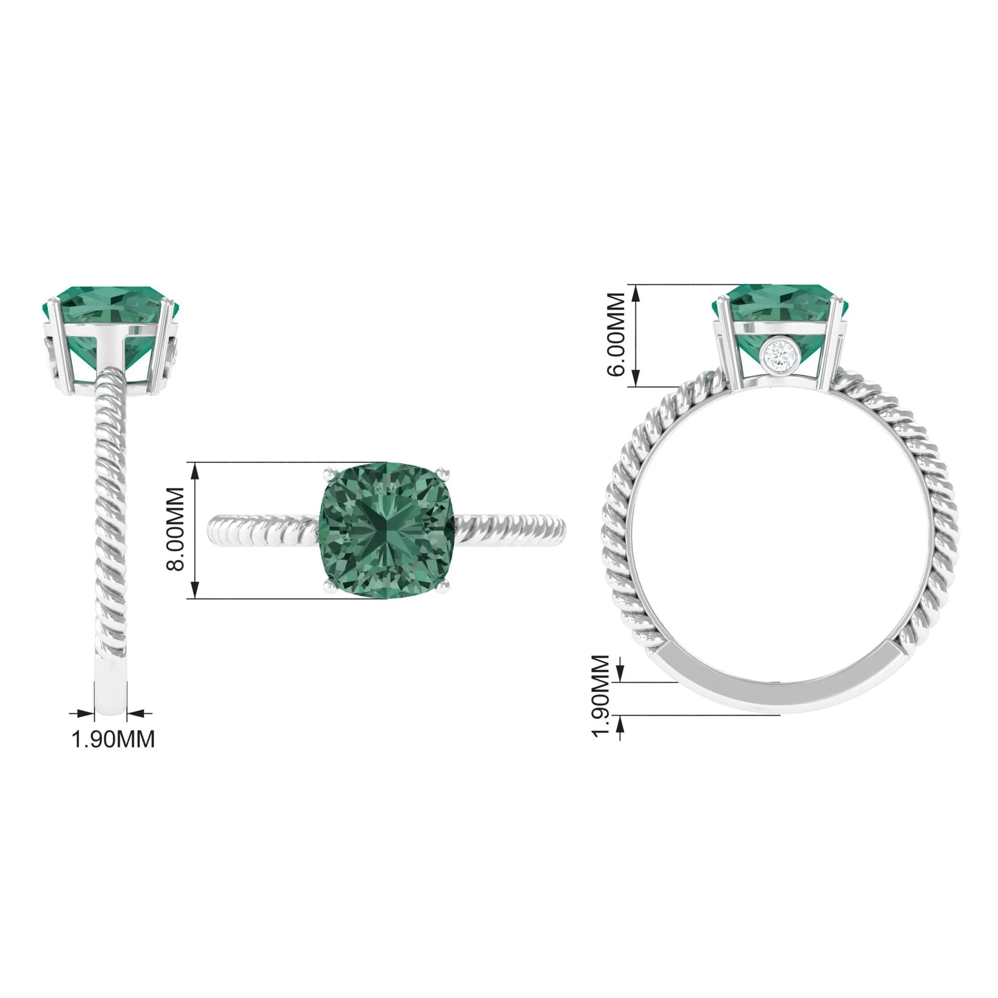 Created Green Sapphire Solitaire Engagement Ring