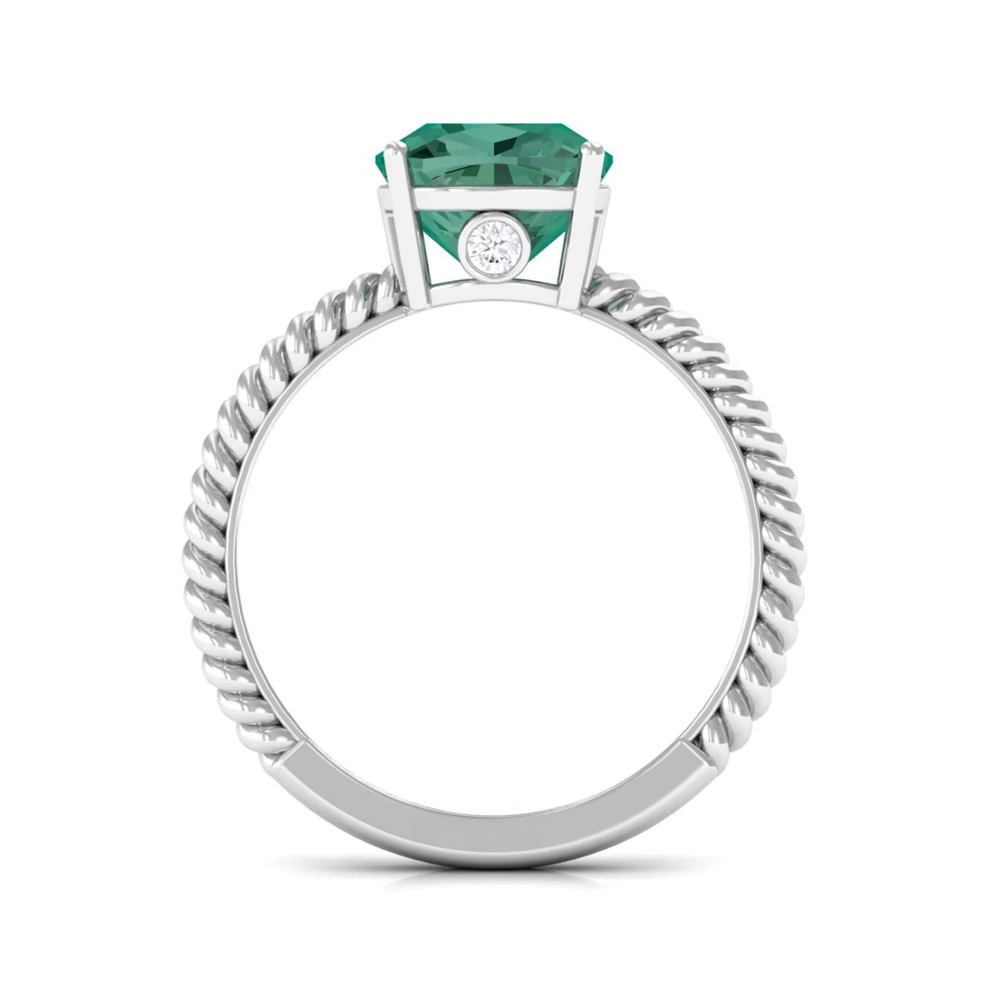 Created Green Sapphire Solitaire Engagement Ring