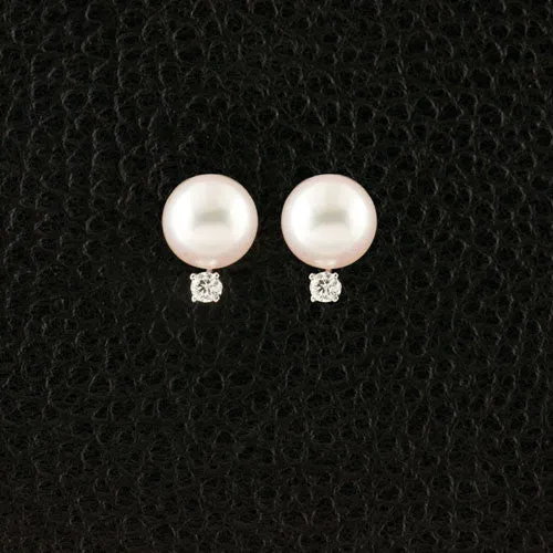 Cultured Pearl & Diamond Earrings