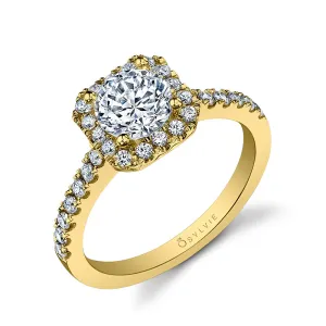 Cushion Cut Classic Halo Engagement Ring - Chantelle 14k Gold Yellow