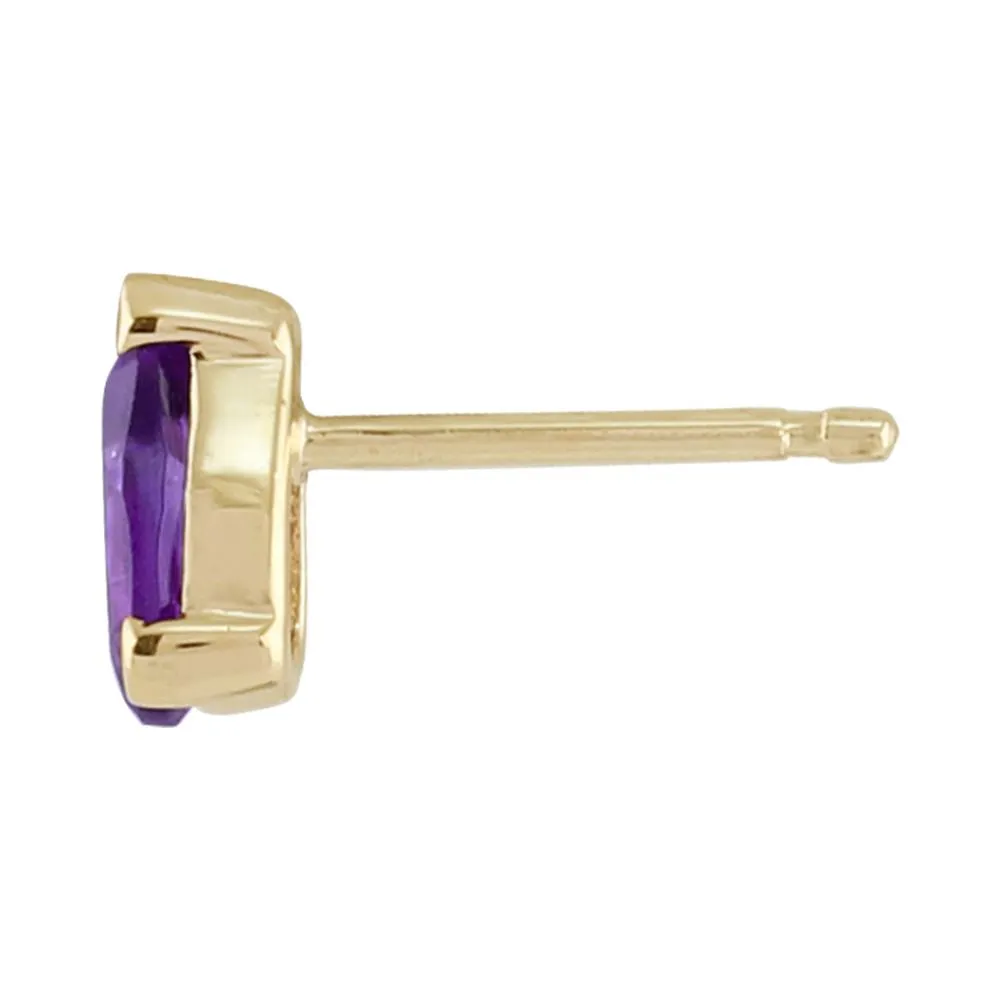 Damen 375 Gold 9 Karat Gelbgold Birne Amethyst Klassisch Klaue Satz Ohrstecker Lila 6.5x4mm