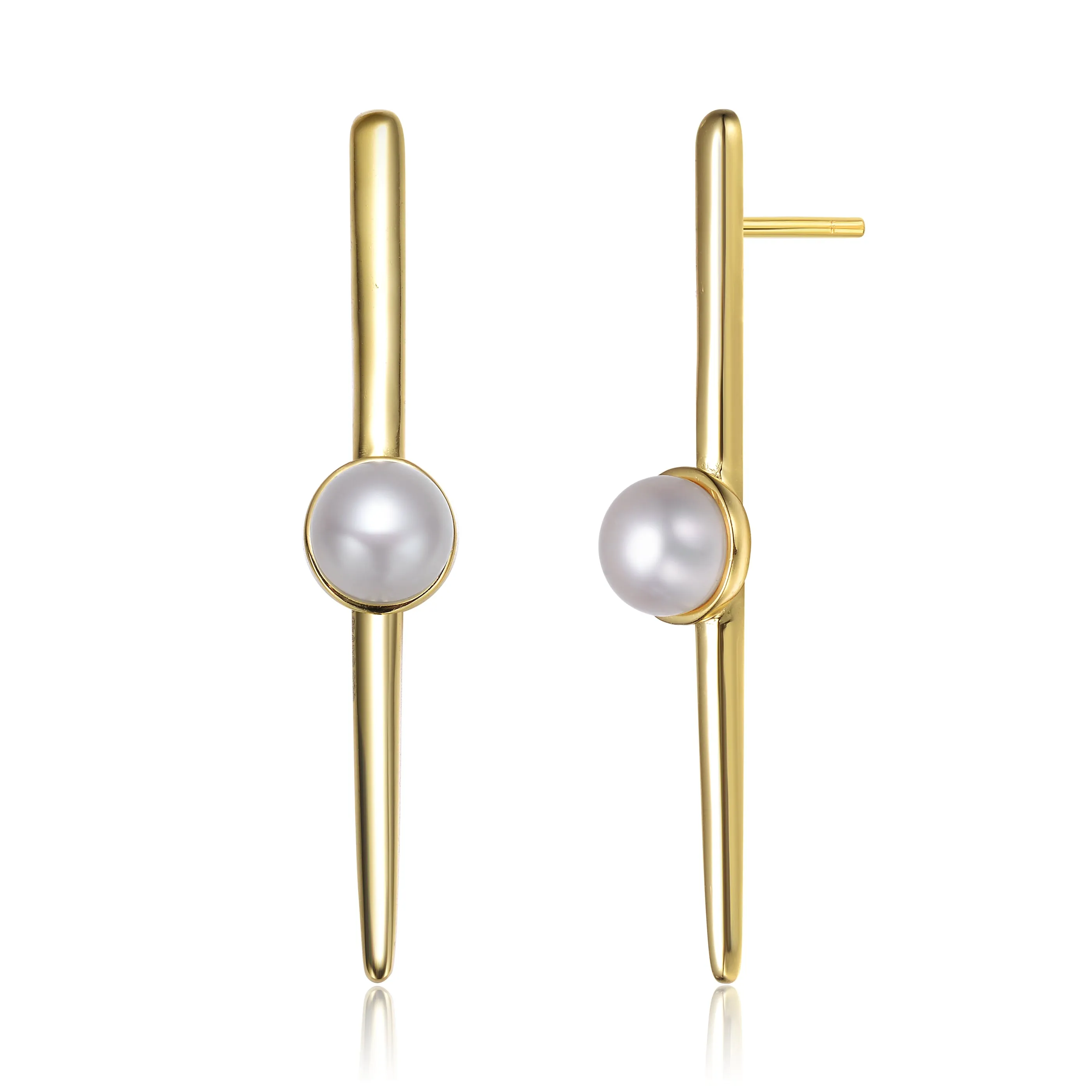 Delphine Golden Drop Pearl Earrings