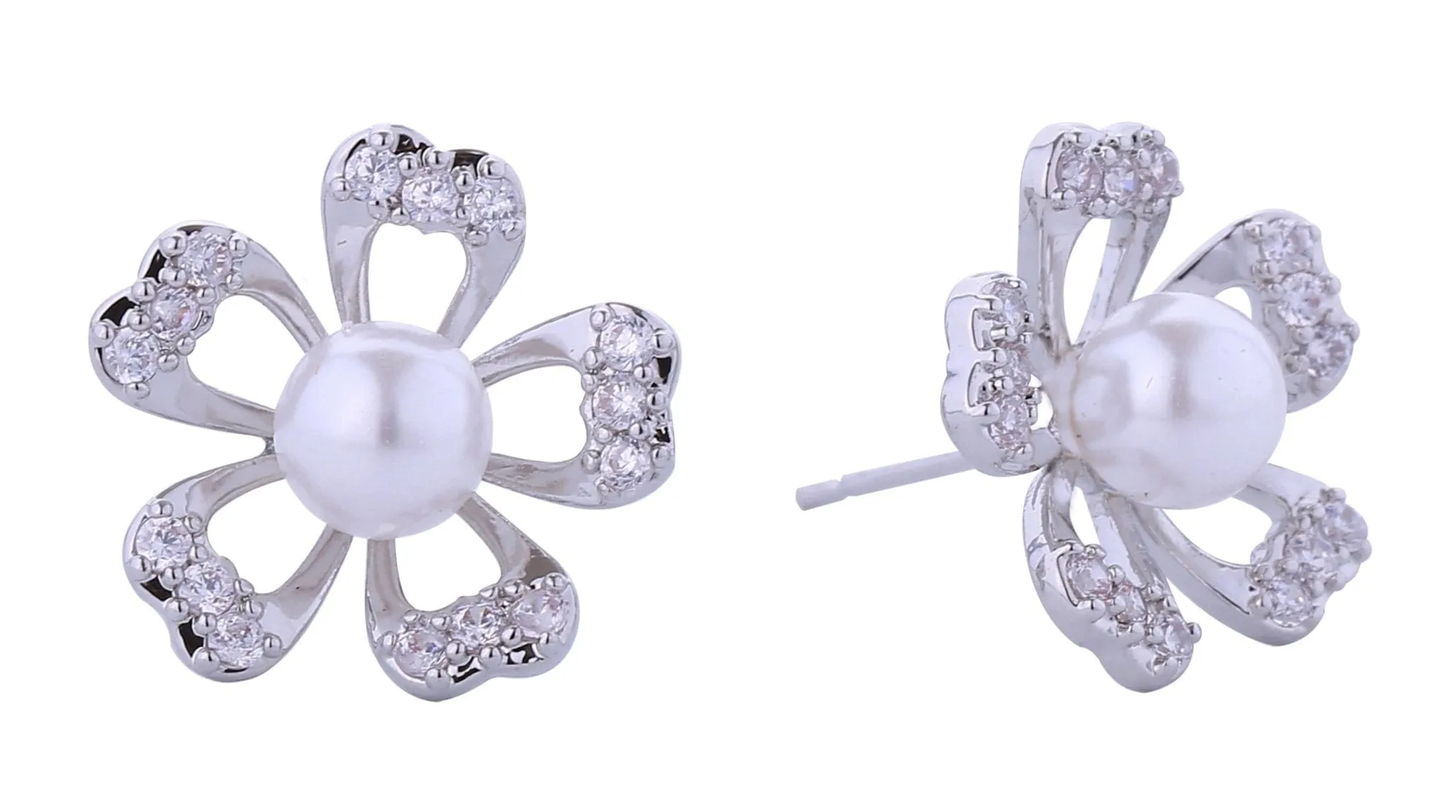 DJE310892 14K Petals Pearl Post Earrings