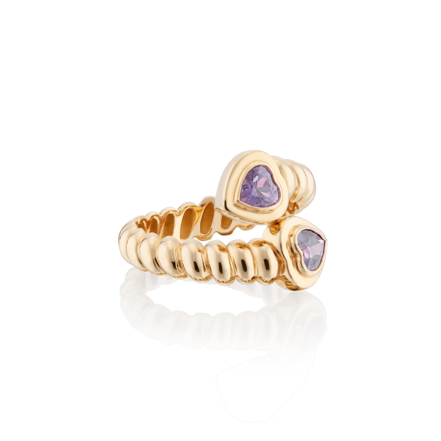 Eden Moi & Toi Love Hearts Ring with Amethyst Gemstones