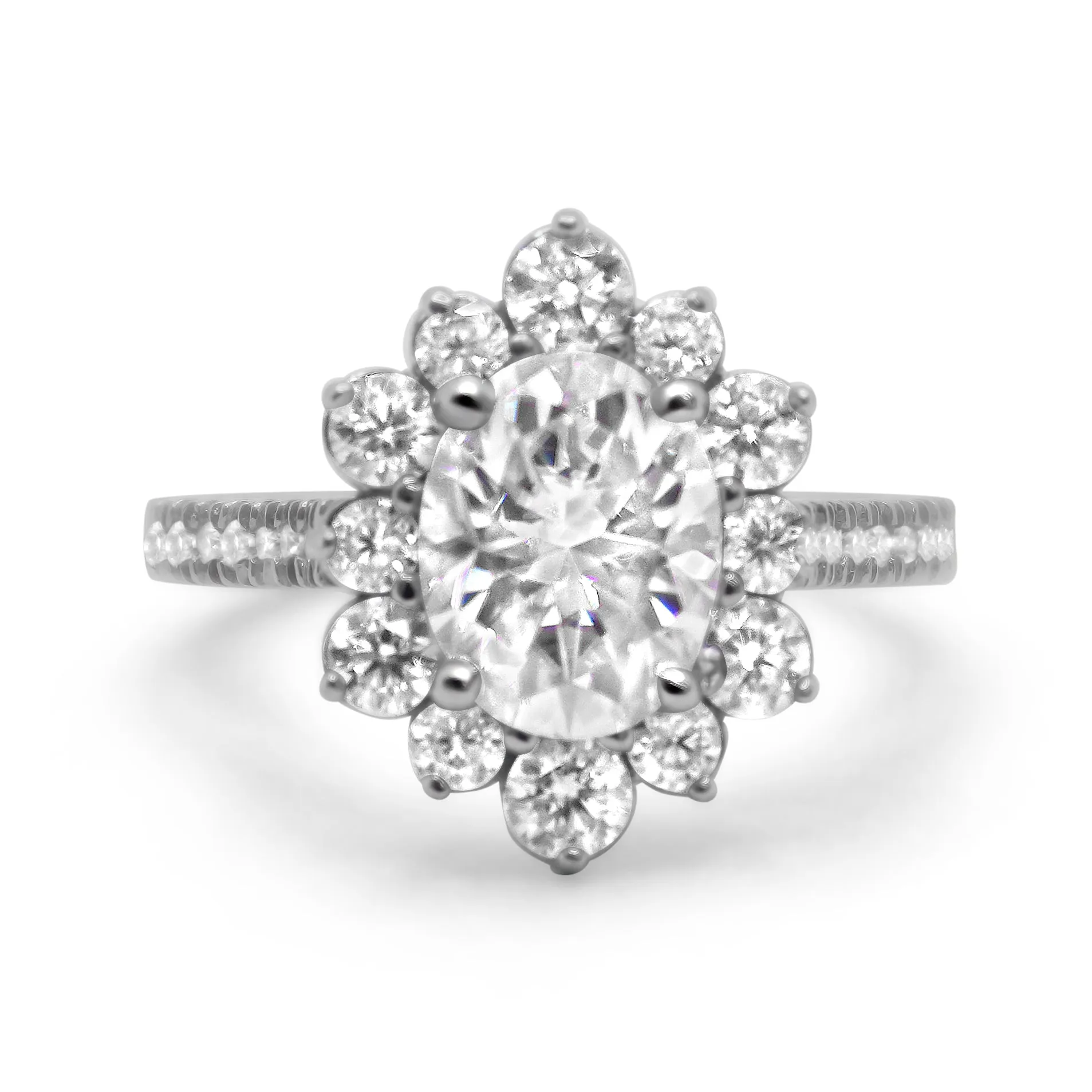 Emilia | Oval Halo Moissanite Engagement Ring