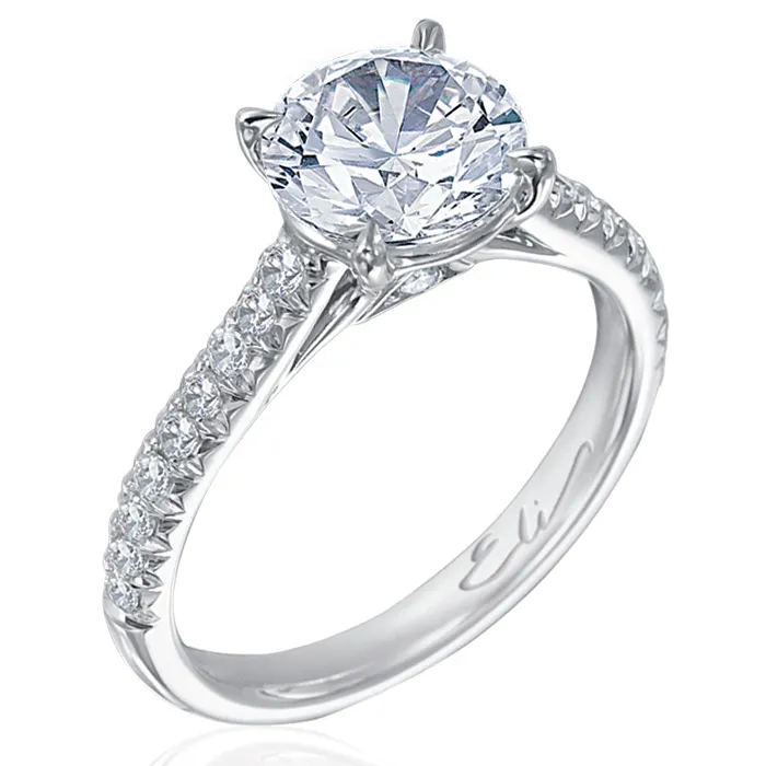 Esplanade Round Diamond Pave Platinum Engagement Ring