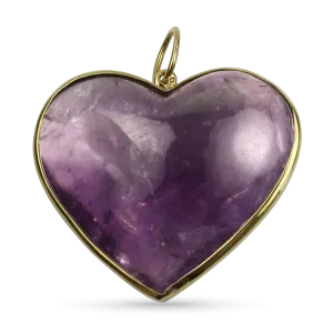 Estate 18k Yellow Gold Amethyst Heart Pendant