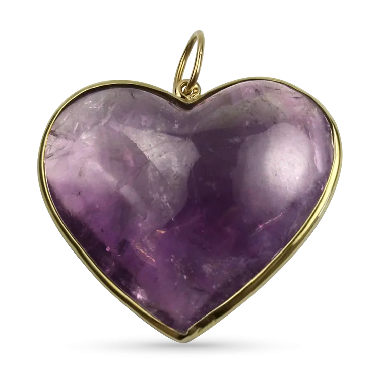 Estate 18k Yellow Gold Amethyst Heart Pendant