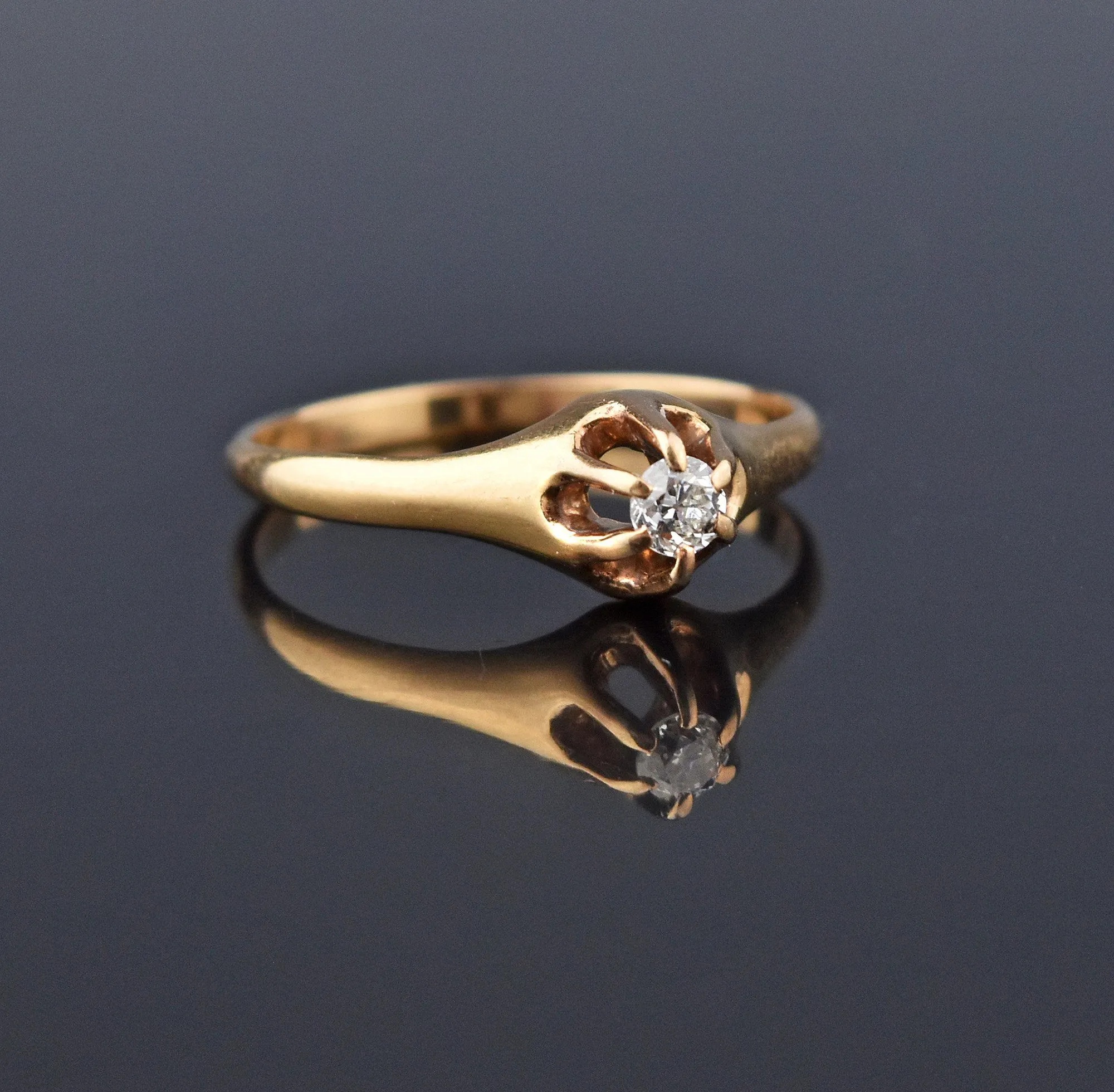 Fine Antique 14K Gold Belcher Diamond Ring