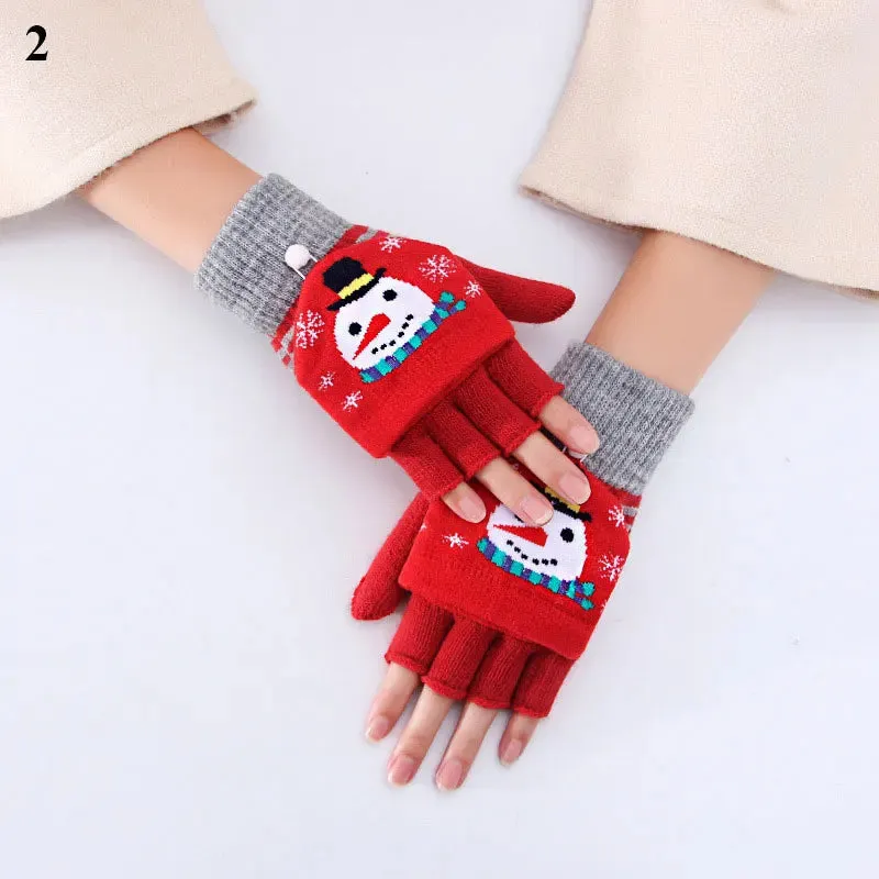 Fluffy Bear Cat Paw Claw Fingerless Winter Gloves - Korean Style Gift for Christmas