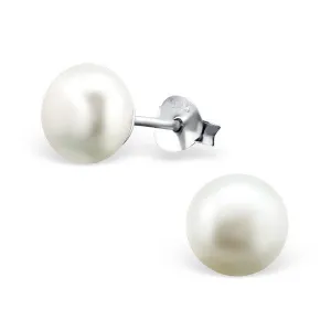 Freshwater Pearl Stud Earrings, Medium, 8mm, Sterling