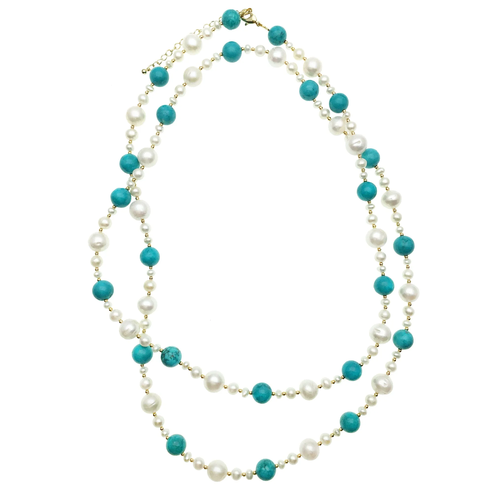 Freshwater Pearls With Turquoise Multi-way Necklace DN215