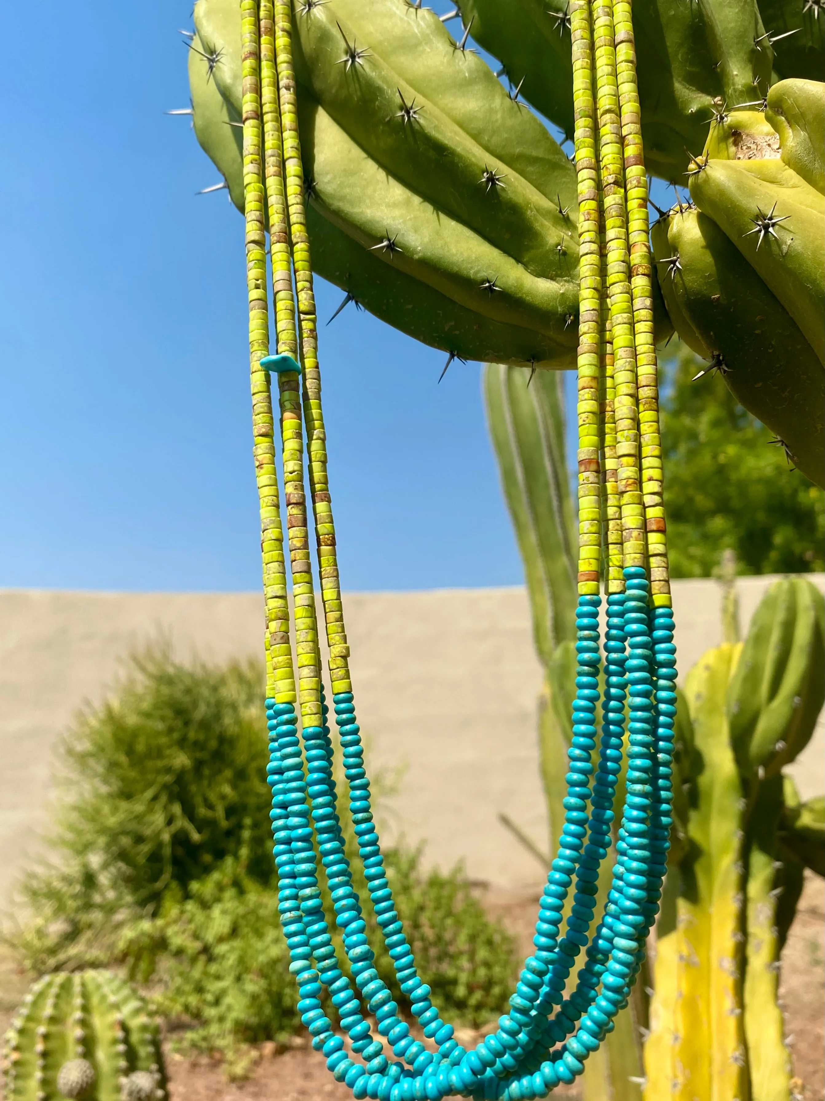 Gaspeite and Turquoise Heishi Necklace