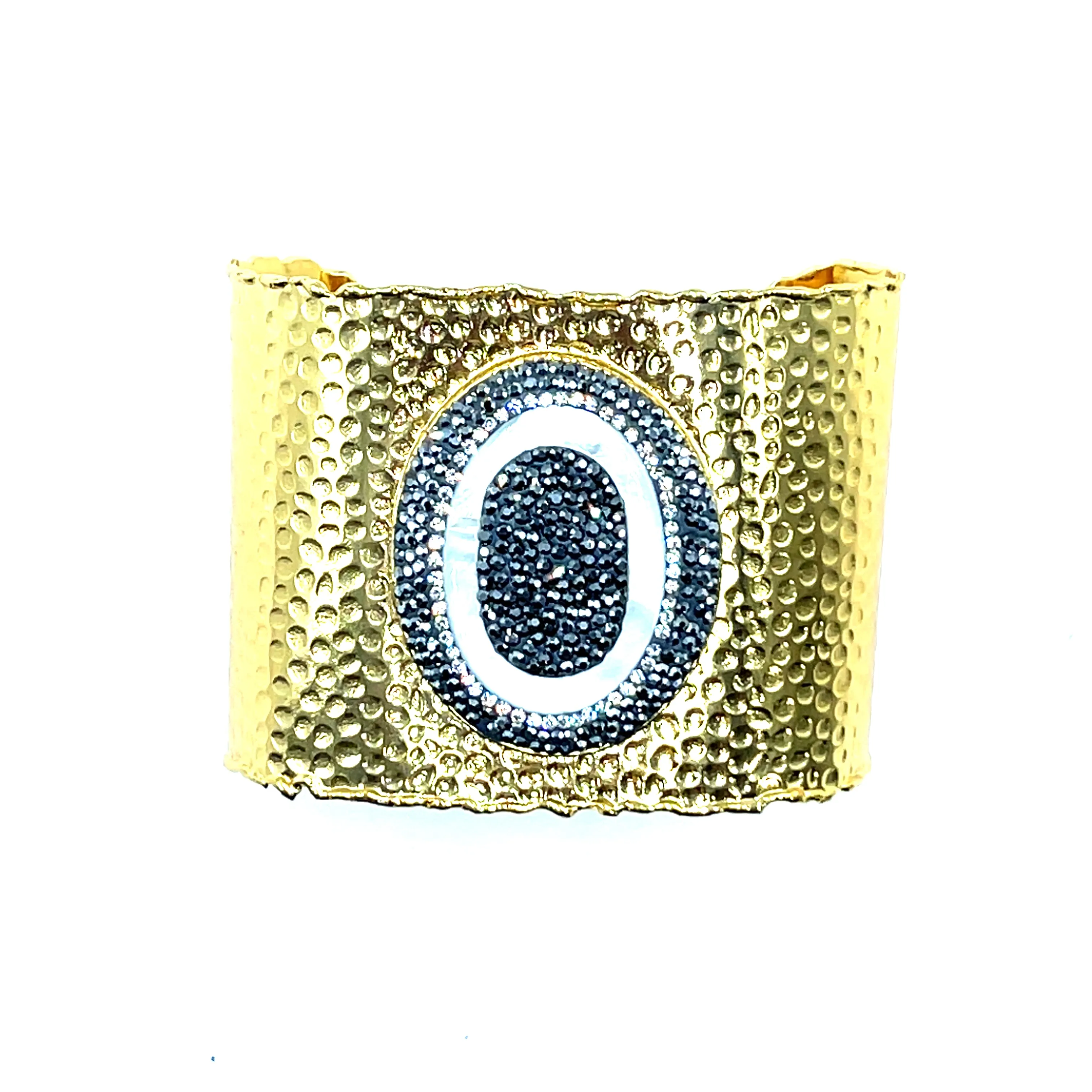 Gemstone Gold Adjustable Statement Cuff Bracelet