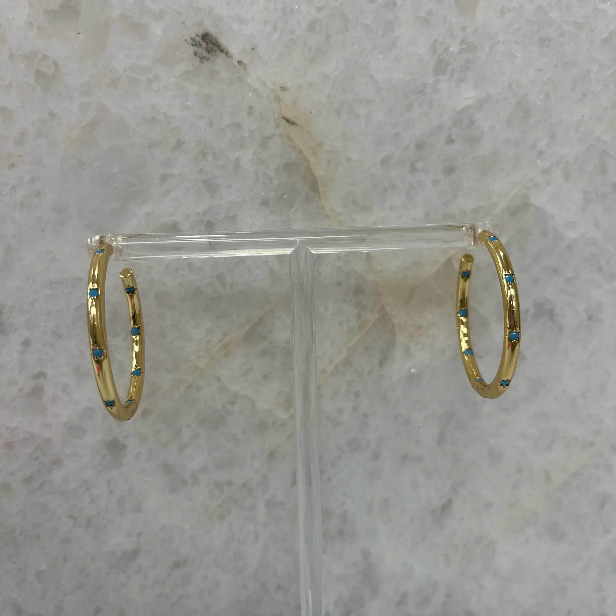 Gemstone Gold Hoops