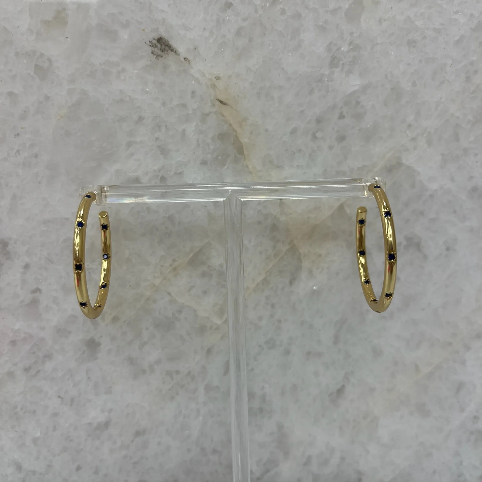 Gemstone Gold Hoops